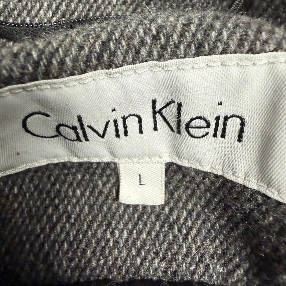 Calvin Klein Mens Grey Wool Blend Herringbone Field Jacket Coat Large L